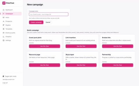 Screen recording: creating a Quick guest post campaign